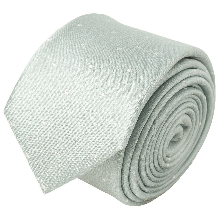 Duck Egg with White Spot Silk Skinny Tie and Pocket Square