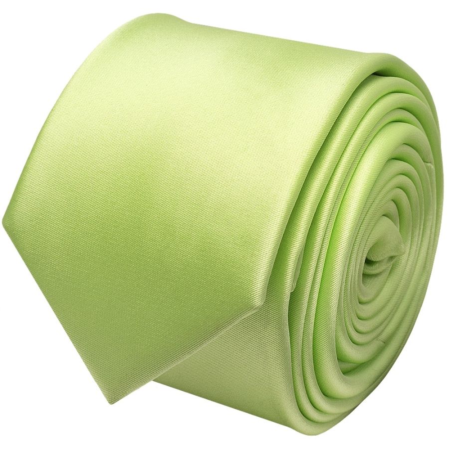 Plain Avocado Green Satin Skinny Men's Tie