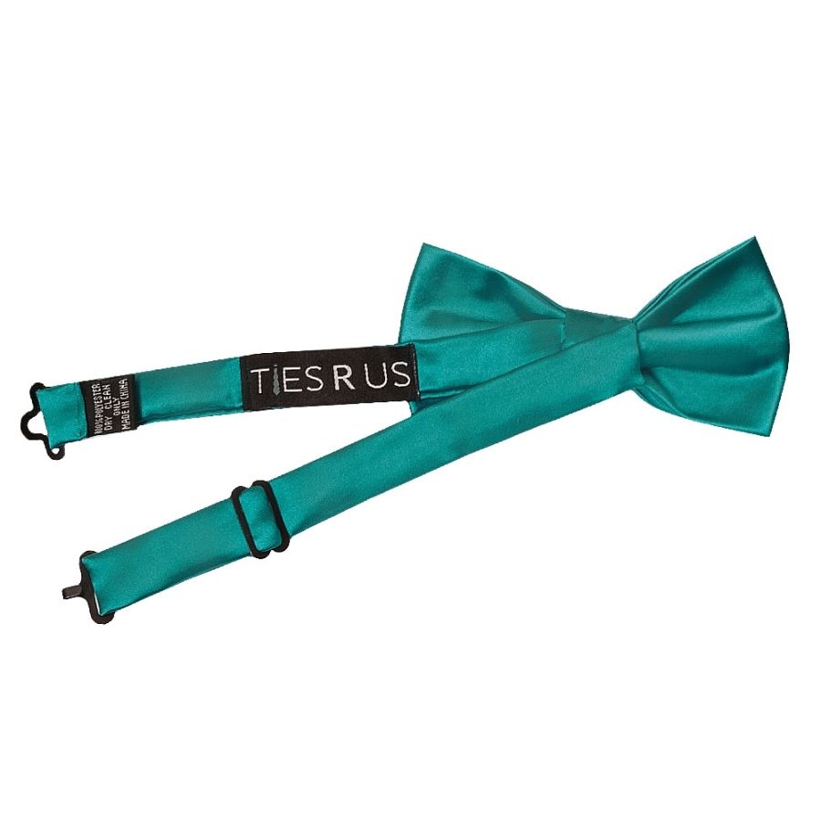 Pre Tied Teal Satin Boys Bow Tie Age 8-11