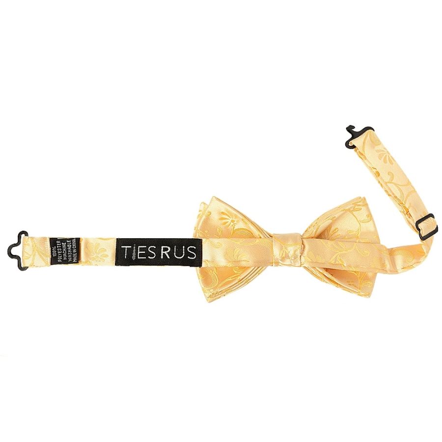 Pre-Tied Light Gold Floral Boys Bow Tie Age 4-7