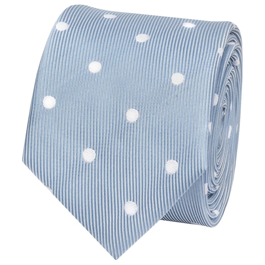 Dusty Blue Large White Spot Skinny Men's Tie