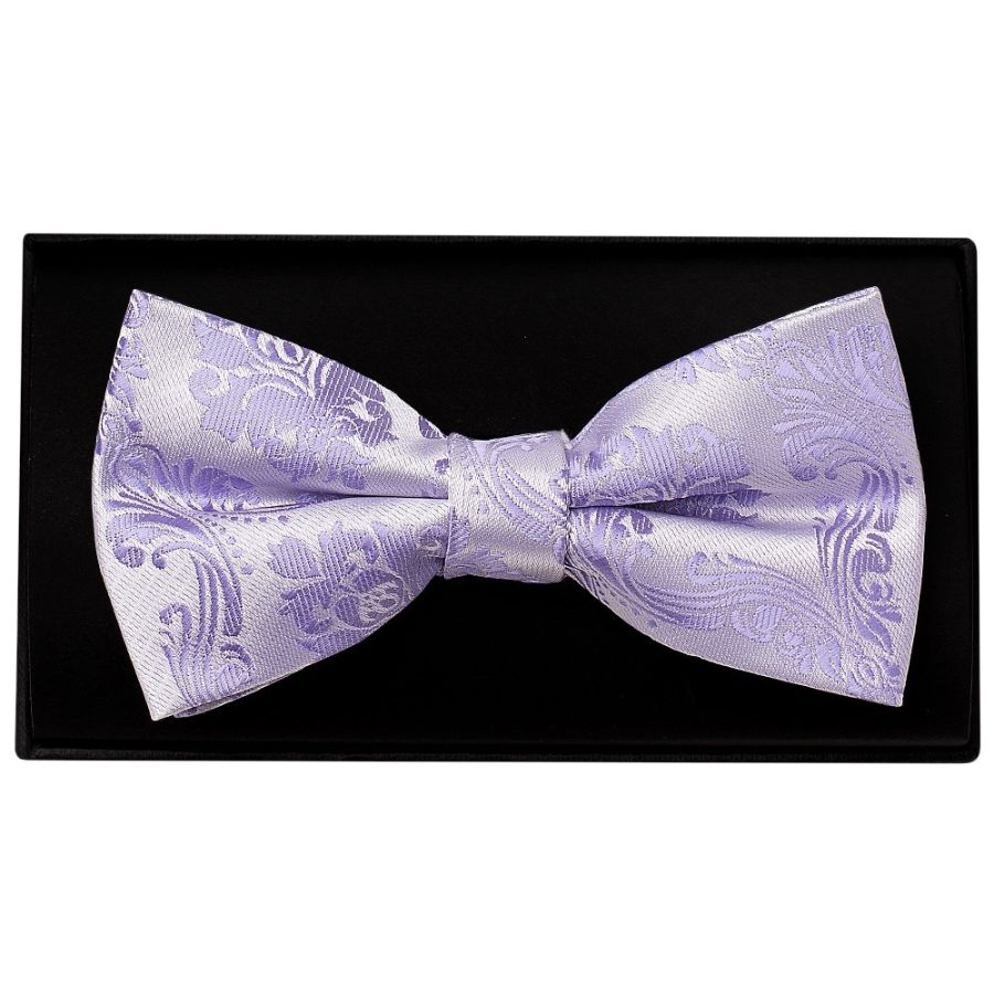 Lilac Paisley Handmade Mens Bow Tie and Pocket Square Set