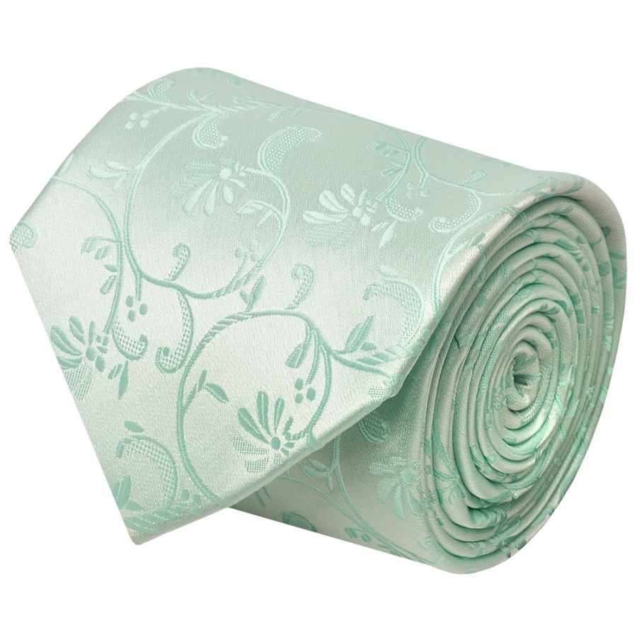 Mint Green Floral Classic Men's Tie