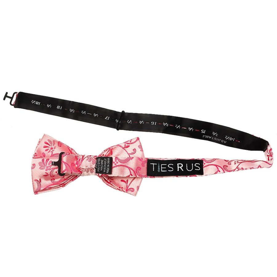 Light Coral Floral Handmade Mens Bow Tie