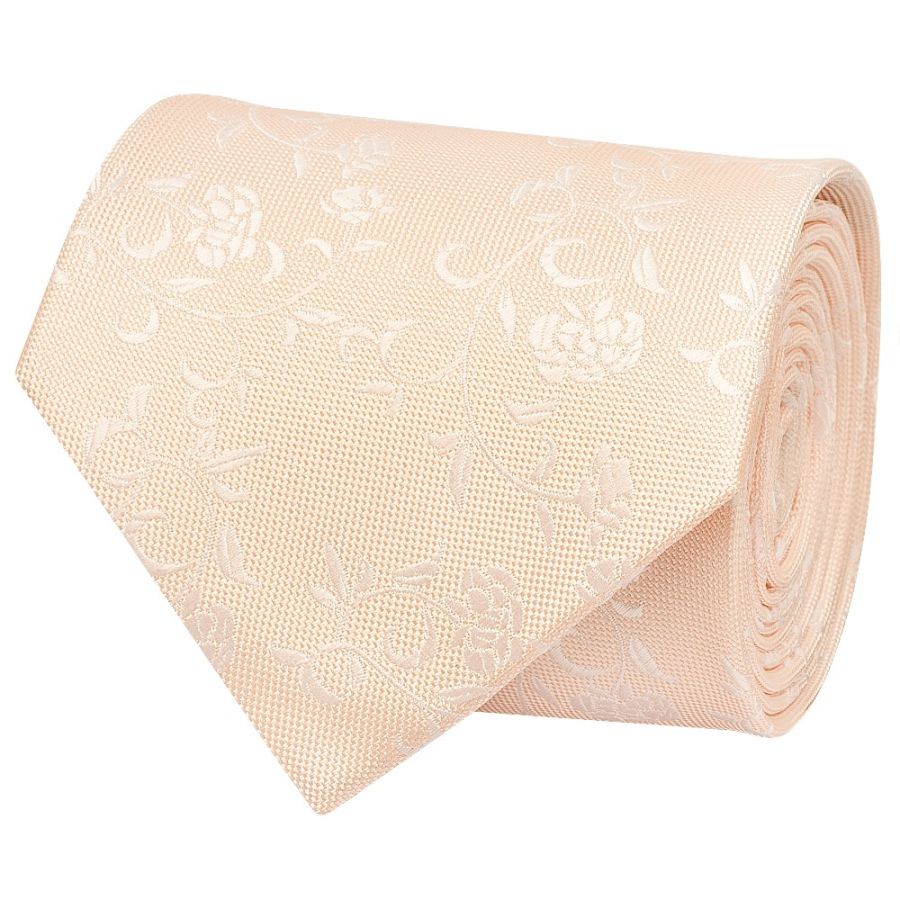 Light Peach and White Floral Classic Men's Tie