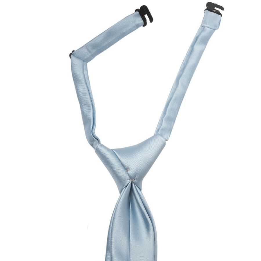 Pre Tied Light Blue Satin Boys Tie Age 4-7
