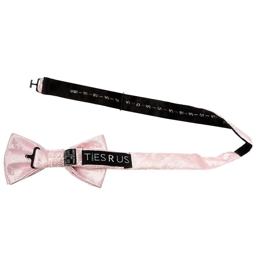 Blush Pink Paisley Handmade Mens Bow Tie