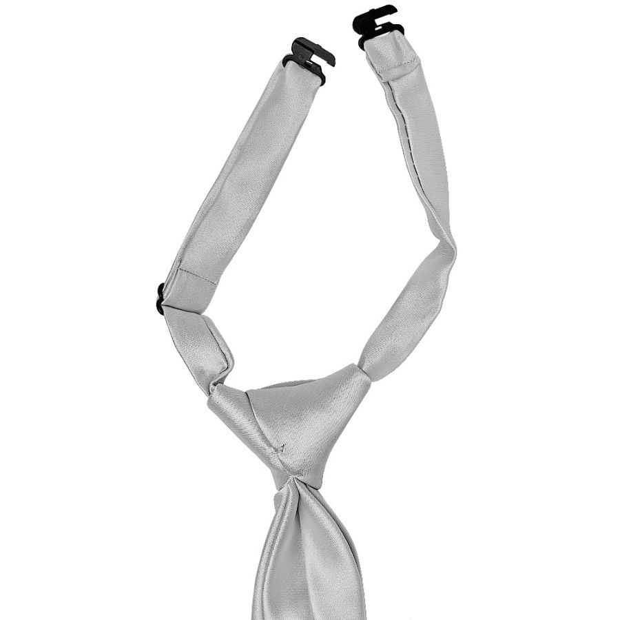 Pre Tied Silver Satin Boys Tie Age 4-7
