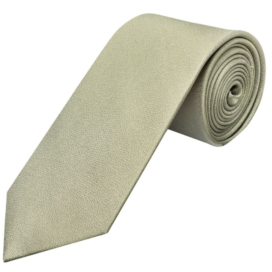 Plain Khaki Green Silk Classic Men's Tie and Pocket Square Set
