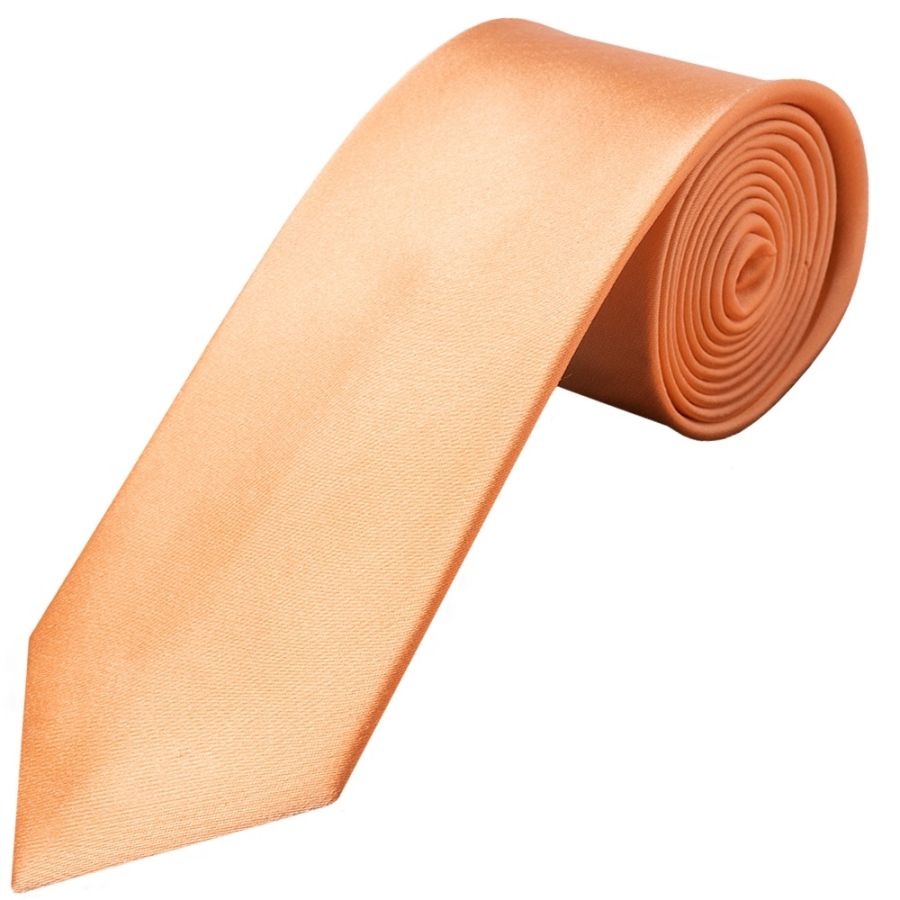 Plain Peach Satin Silk Classic Men's Tie