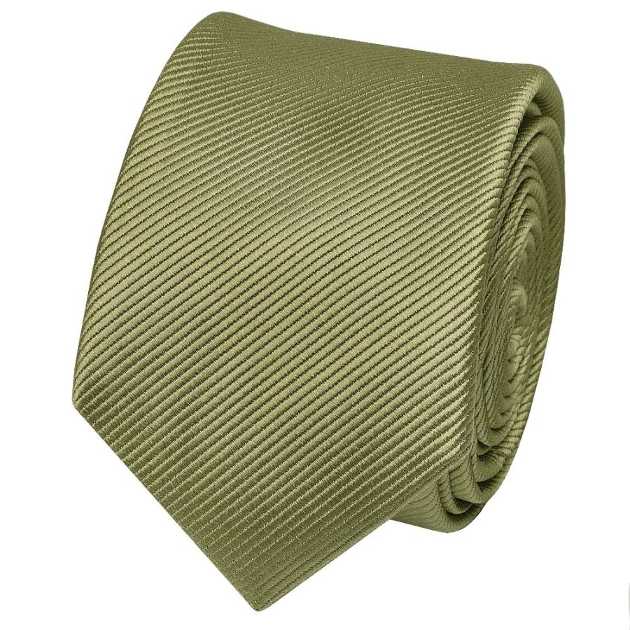Khaki Silk Twill Skinny Men's Tie and Pocket Square Set