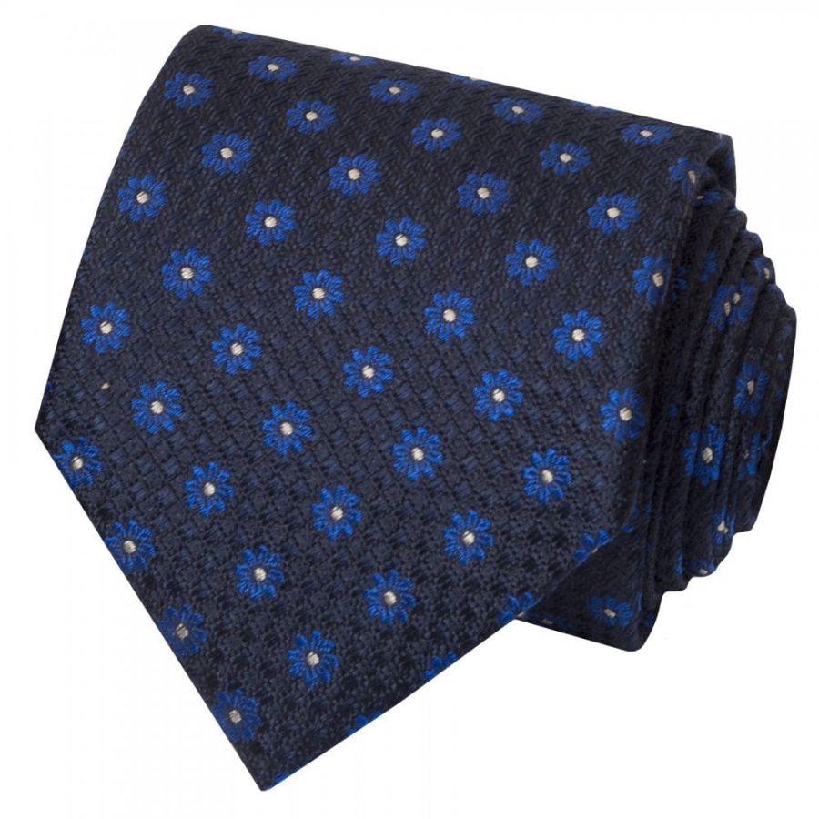 Navy with Royal Blue Mini Flower Classic Men's Tie