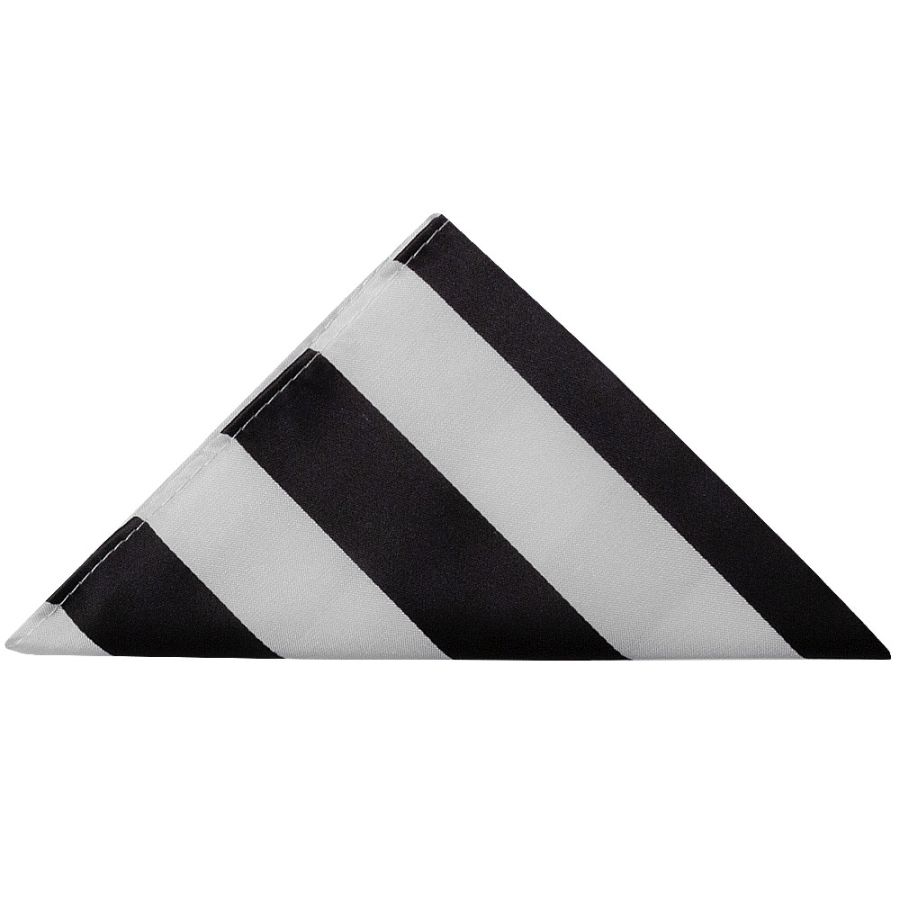 Black and White Stripe Satin Pocket Square