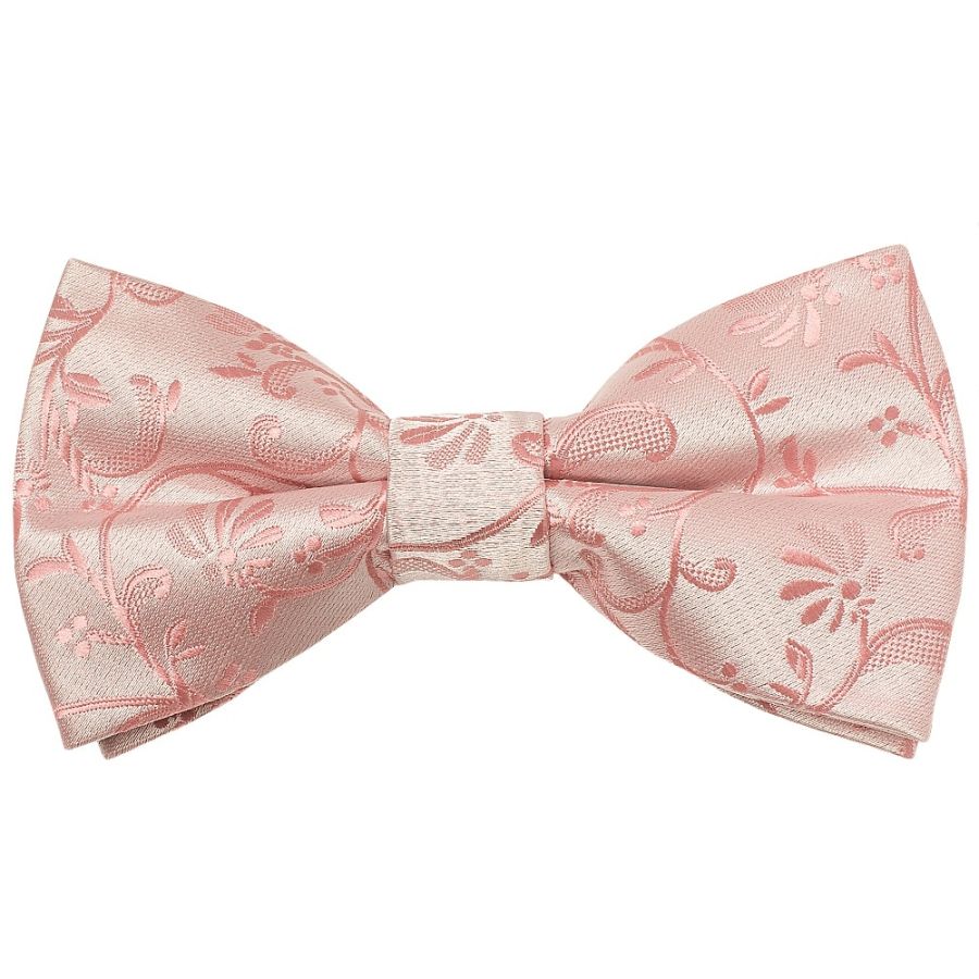 Pre Tied Rose Gold Floral Boys Bow Tie Age 4-7