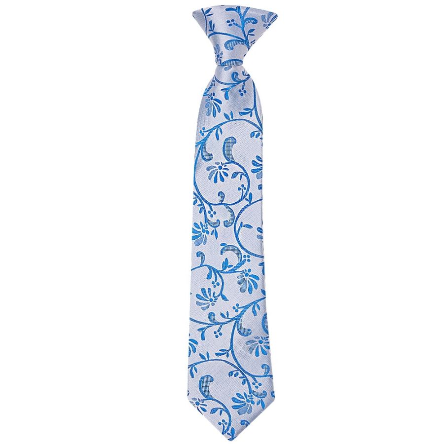 Pre Tied Royal Blue Floral Boys Tie Age 4-7