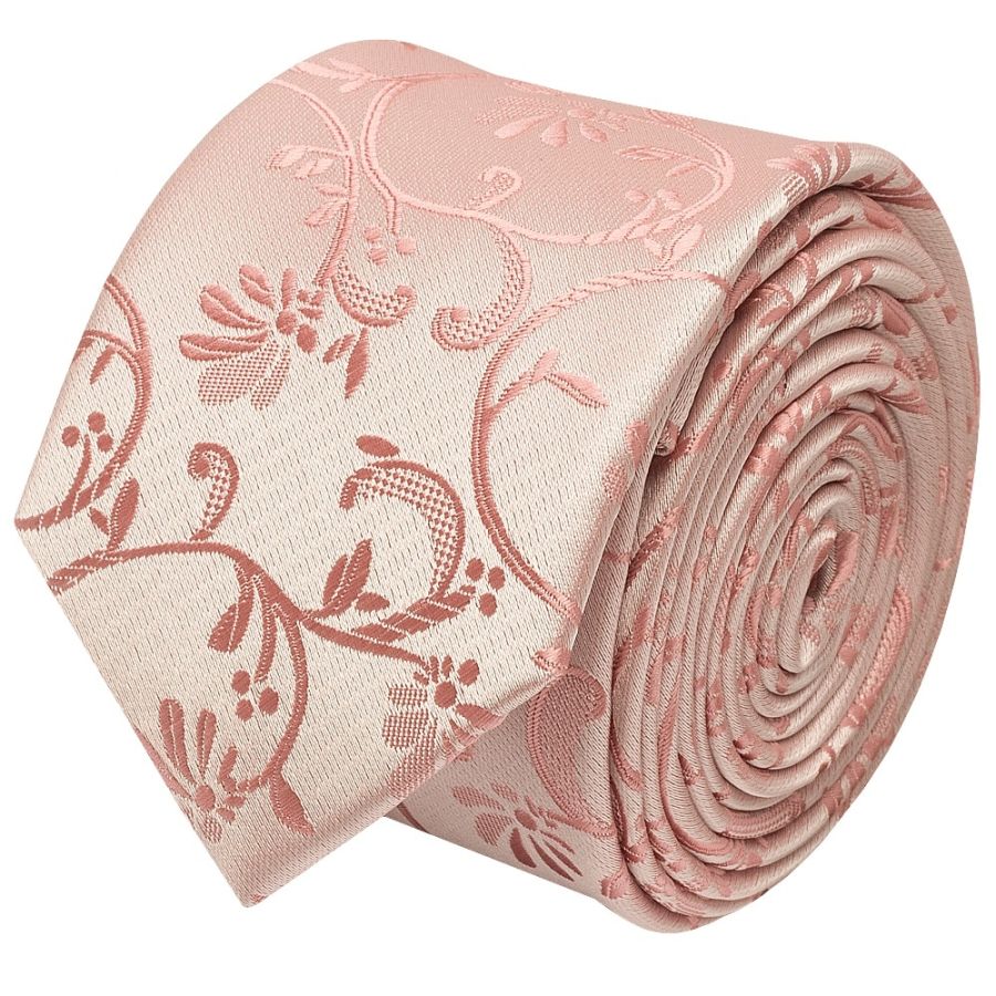 Rose Gold Floral Skinny Men's Tie