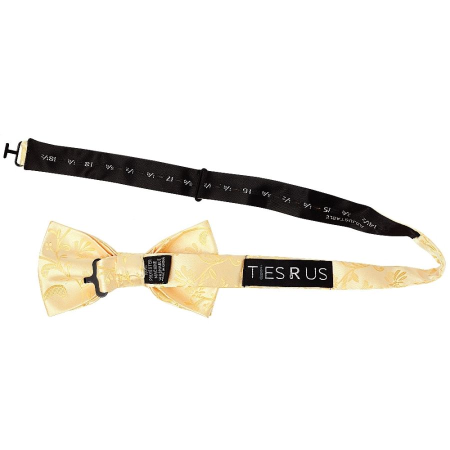 Gold Floral Handmade Mens Bow Tie and Pocket Square Set