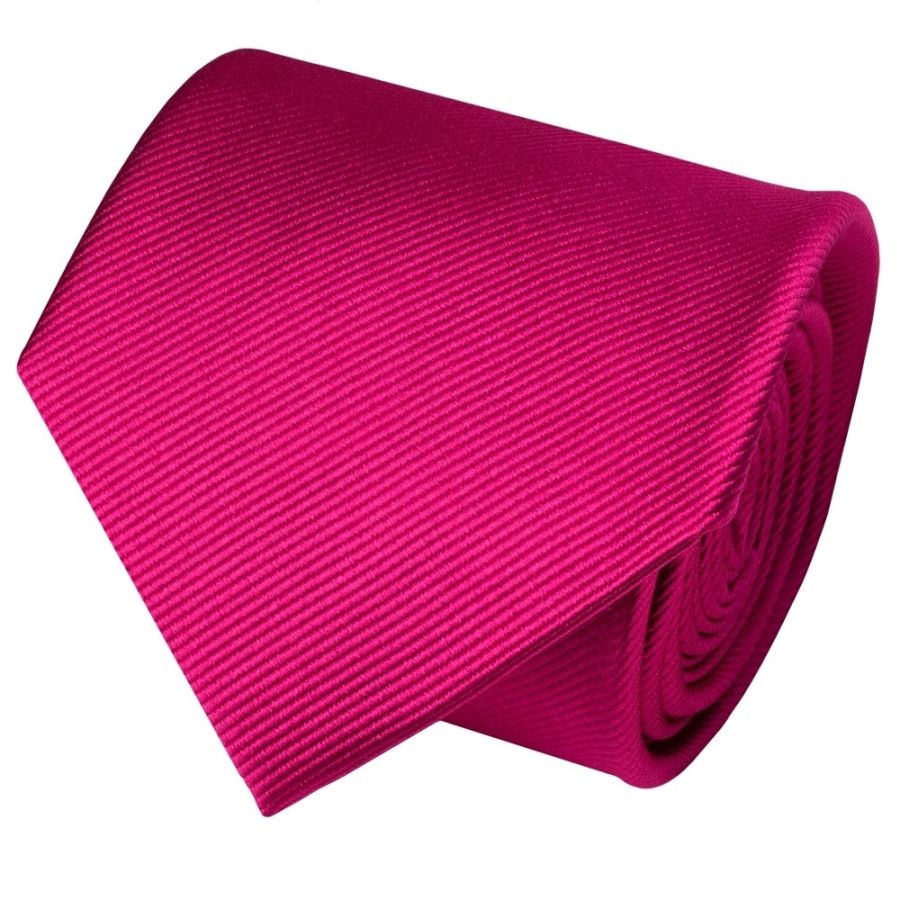Fuchsia Pink Silk Twill Classic Mens Tie and Pocket Square Set