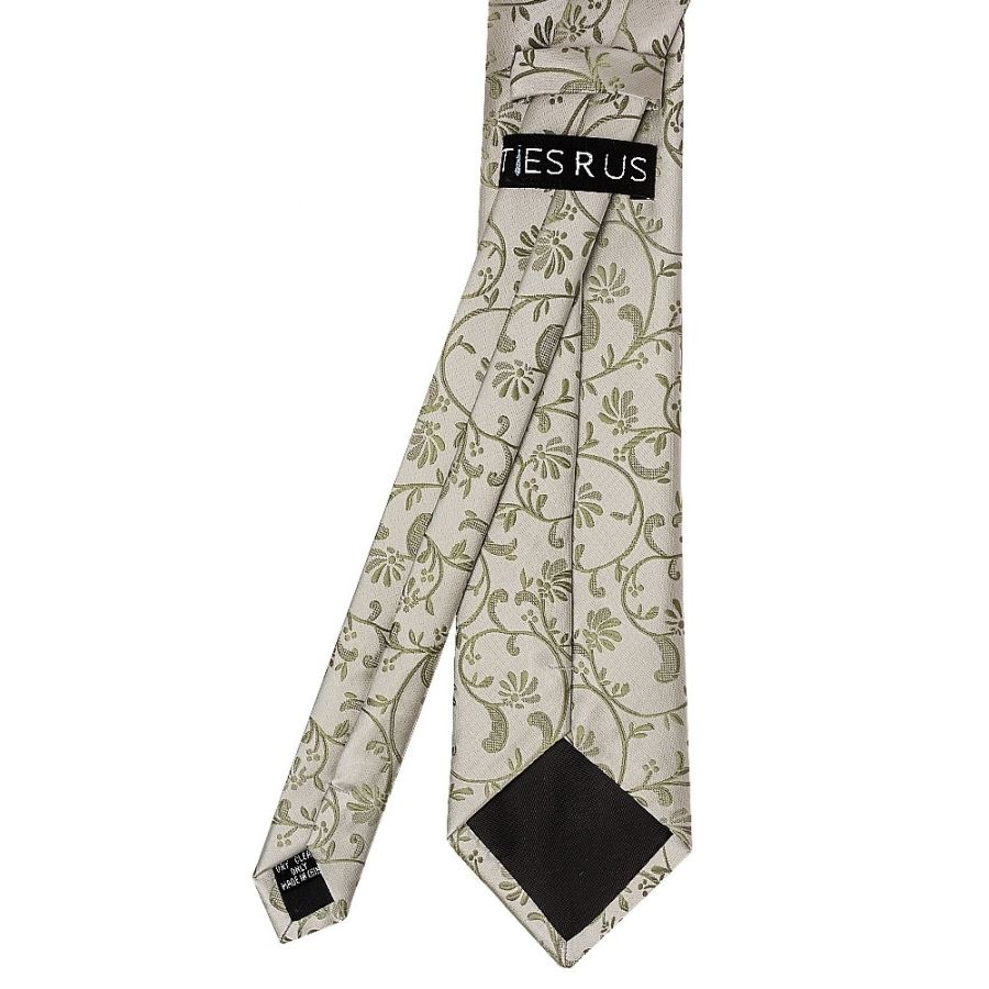 Dusty Sage Floral Classic Men's Tie and Pocket Square Set