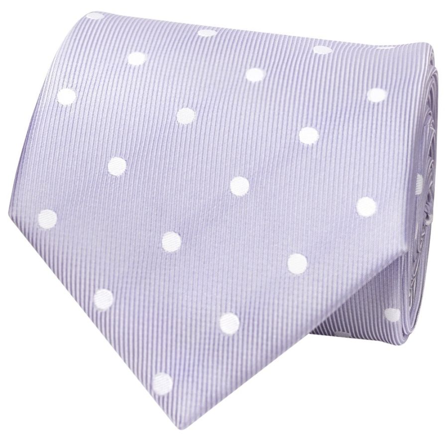 Lilac Large White Spot Classic Men's Tie and Pocket Square Set