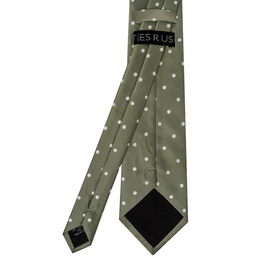 Olive Large White Spot Classic Men's Tie