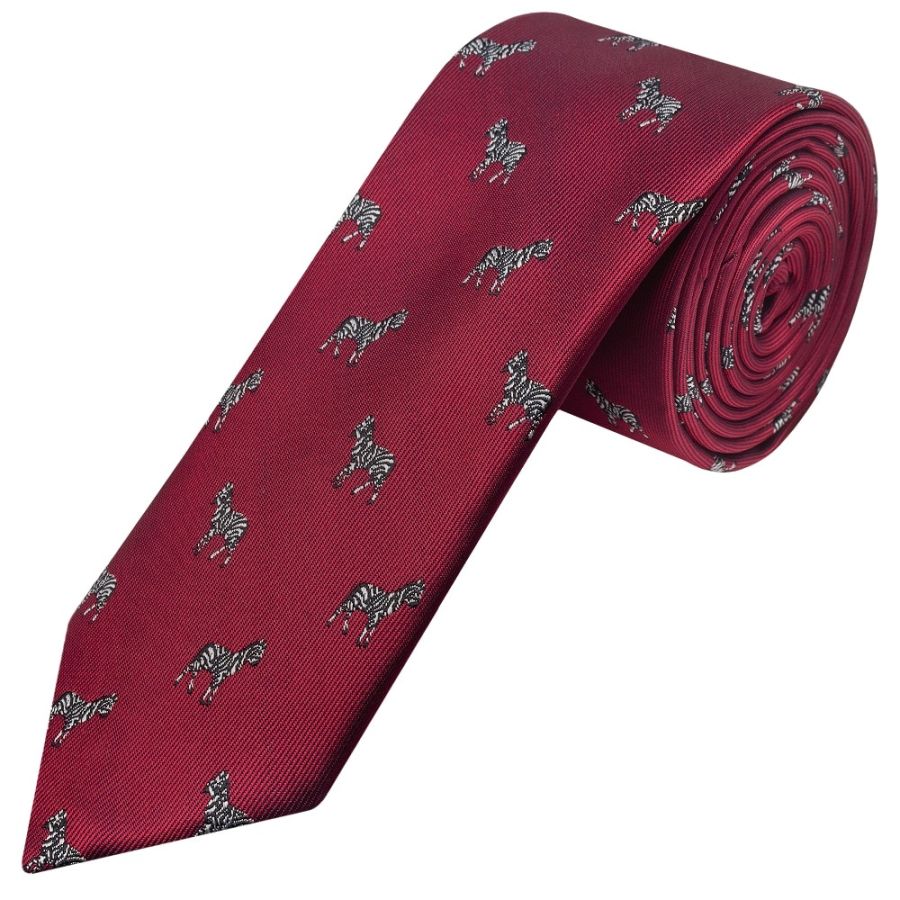 Slim Burgundy Zebra Men's Tie