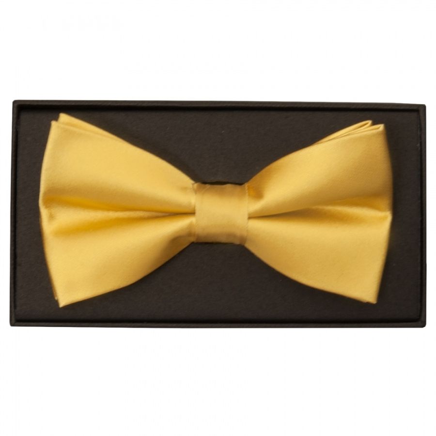 Plain Gold Satin Silk Mens Bow Tie