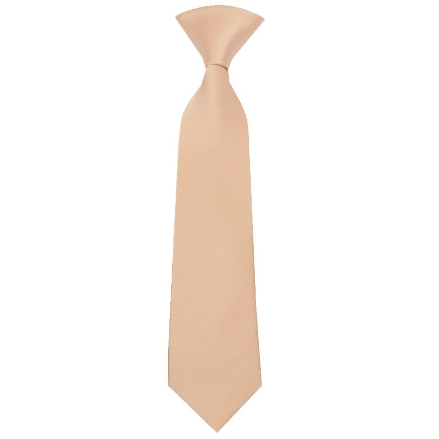 Pre Tied Light Peach Satin Silk Boys Tie Age 4-7