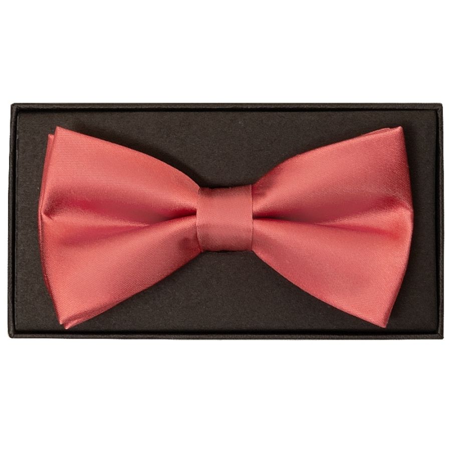 Plain Light Coral Satin Silk Mens Bow Tie