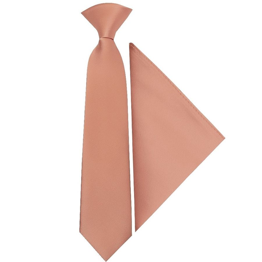 Pre Tied Rose Quartz Satin Boys Tie and Pocket Square Set Age 4-7