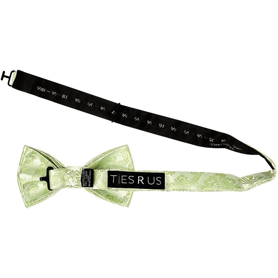 Sage Green Paisley Handmade Mens Bow Tie