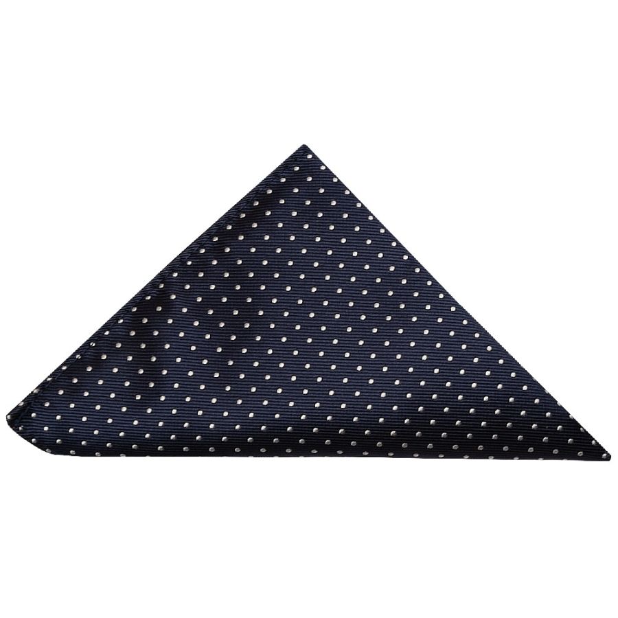 Pre Tied Navy Polka Dot Boys Bow Tie and Pocket Square Set