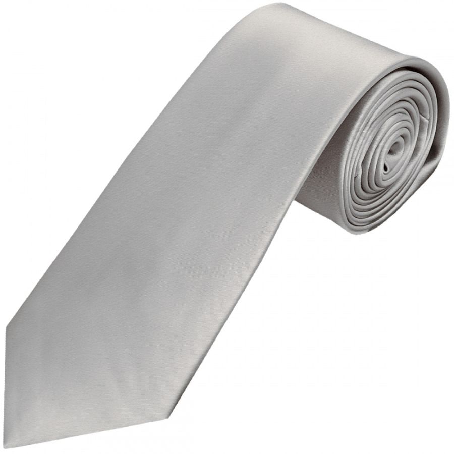 Plain Silver Satin Classic Men's Tie and Pocket Square Set