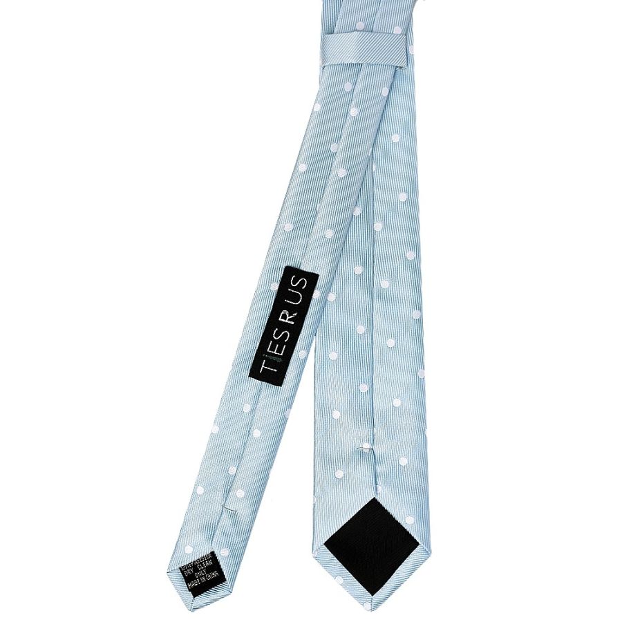 Light Blue Large White Spot Skinny Men's Tie