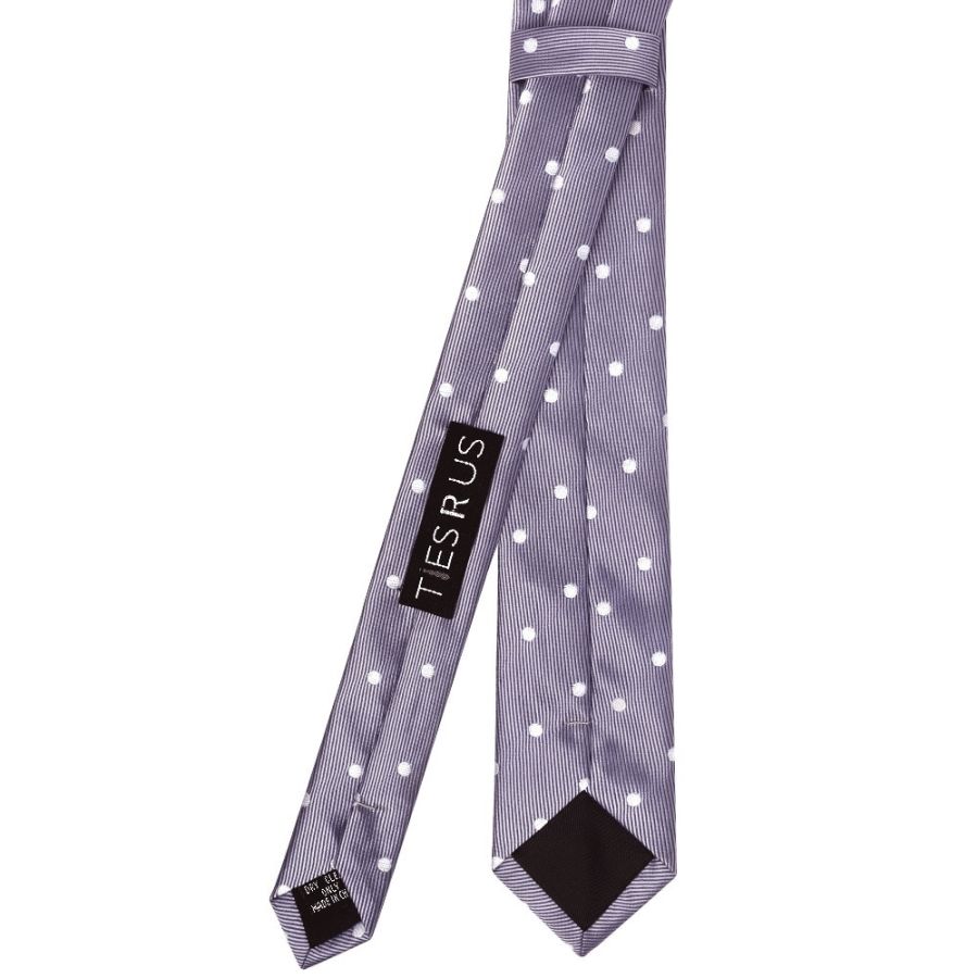 Mauve Large White Spot Skinny Men's Tie and Pocket Square Set
