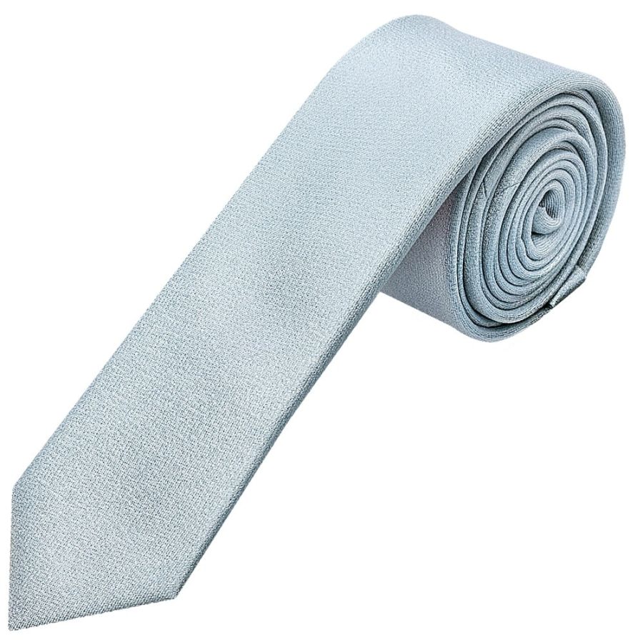 Plain Steel Blue Silk Skinny Boys Tie and Pocket Square Set