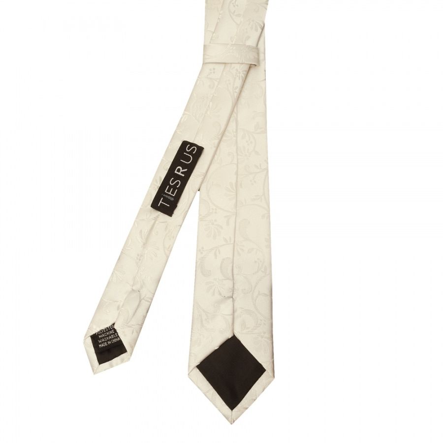 Ivory Floral Skinny Boys Tie