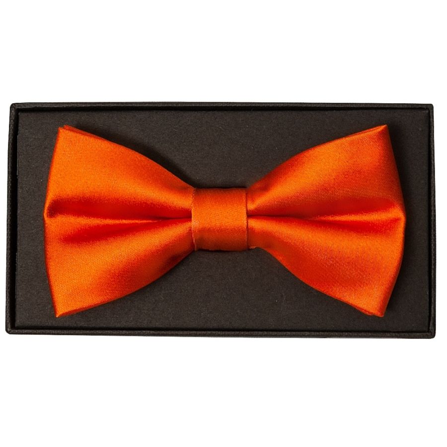 Plain Orange Satin Silk Mens Bow Tie