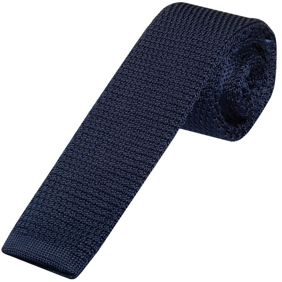 Navy Knit Skinny Men's Tie