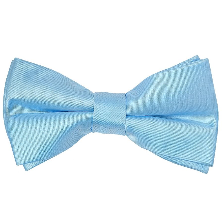 Pre Tied Sky Blue Satin Boys Bow Tie Age 4-7