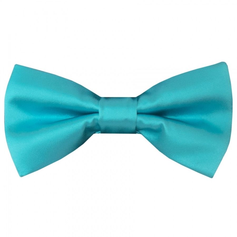 Pre Tied Turquoise Satin Boys Bow Tie and Pocket Square Set Age 4-7