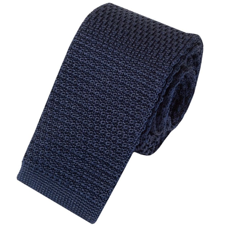 Navy Knit Skinny Men's Tie