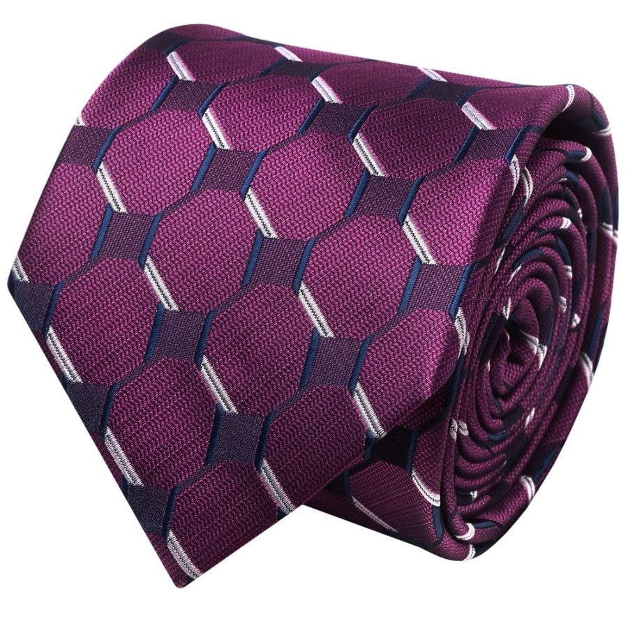 Slim Pink Check Plaid Men's Tie