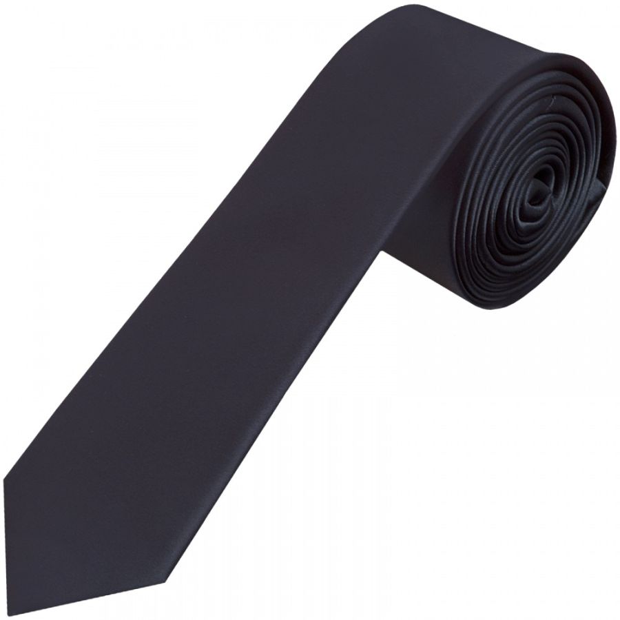 Plain Navy Blue Satin Skinny Boys Tie