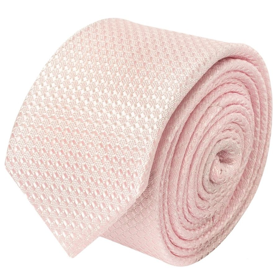 Blush Textured Skinny Tie and Pocket Square Set