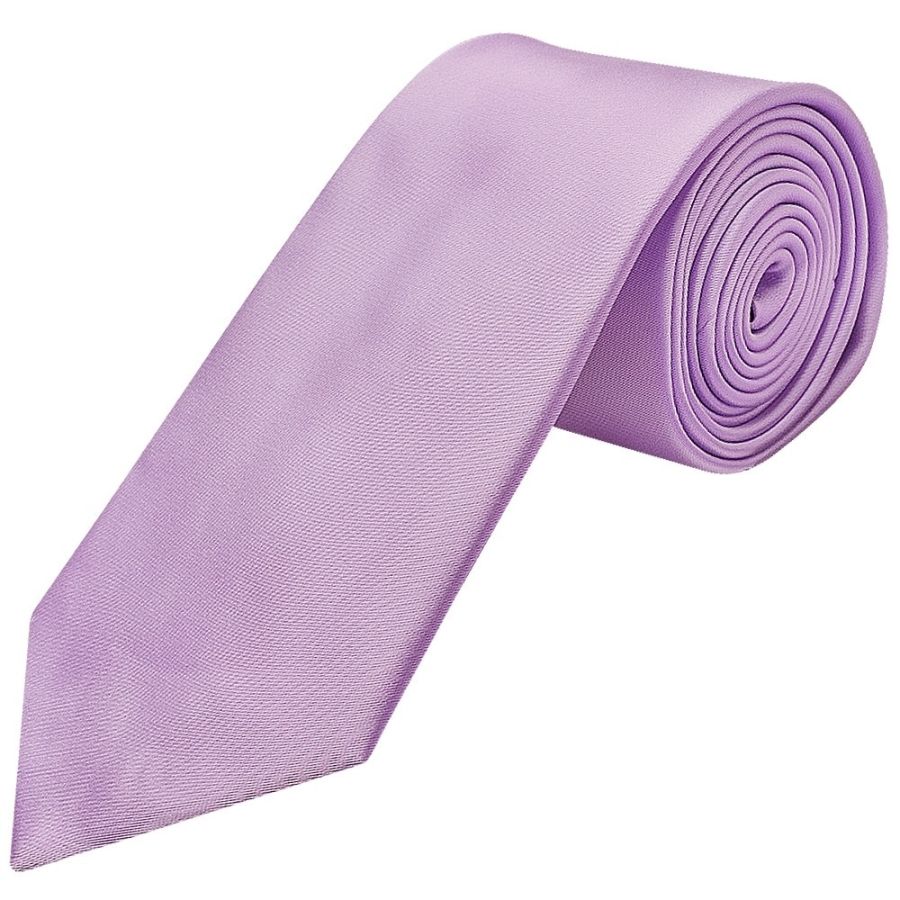 Plain Lilac Satin Classic Men's Tie and Pocket Square Set