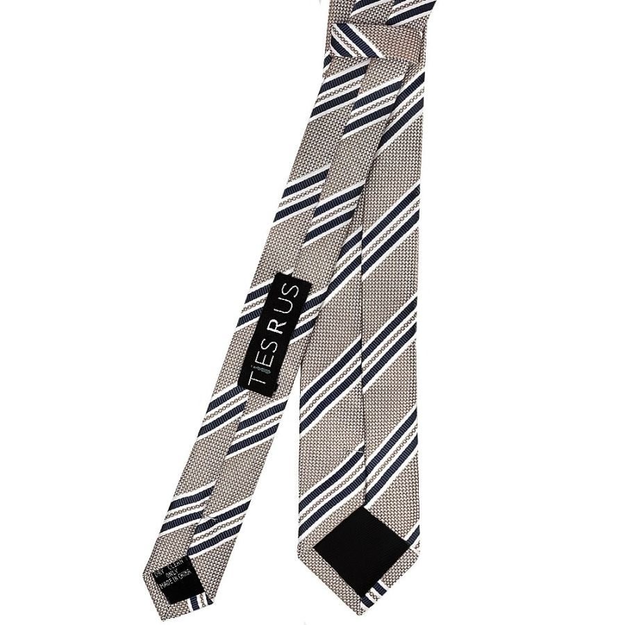 Silver Twin Stripe Skinny Men's Tie and Pocket Square Set