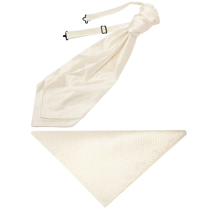 Ivory Diamond Men's Cravat Tie and Pocket Square Set