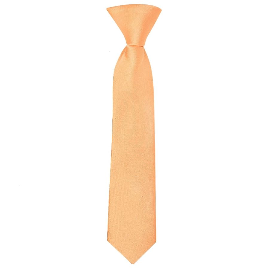 Pre Tied Peach Satin Boys Tie and Pocket Square Set Age 4-7