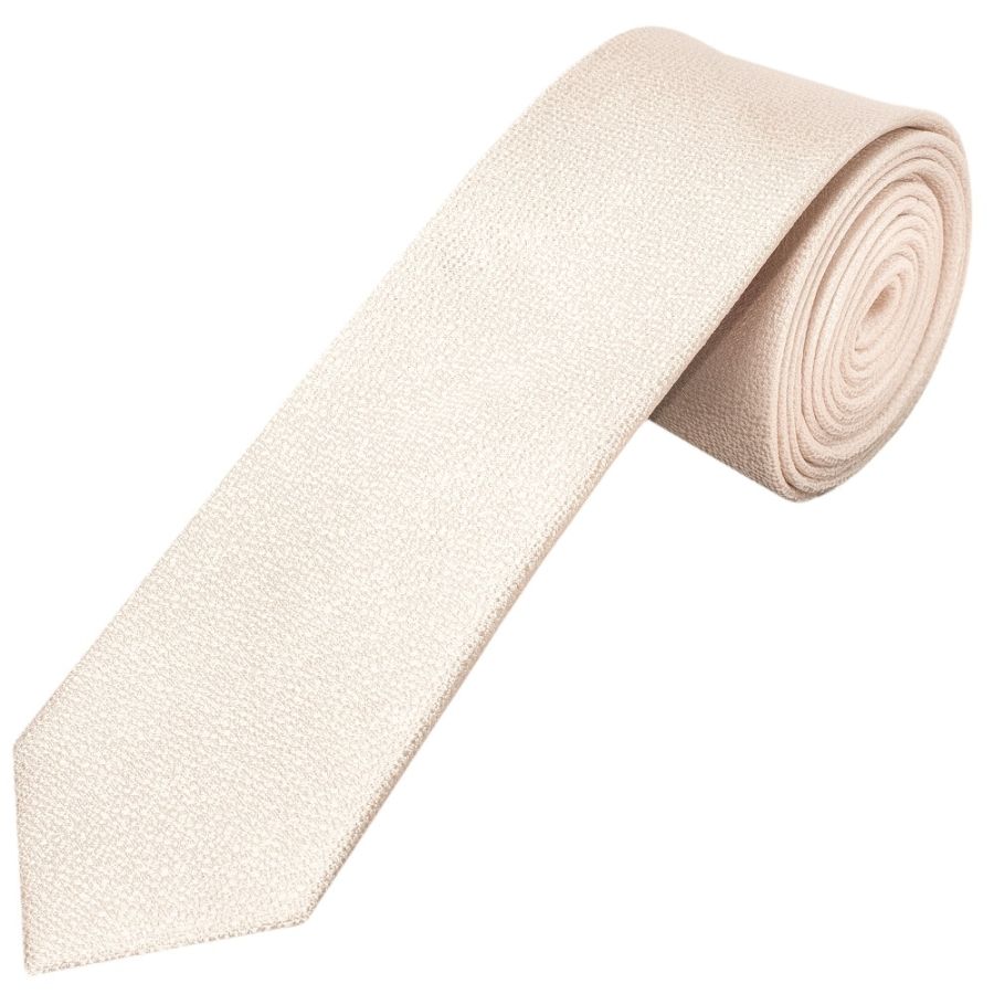 Plain Blush Textured Silk Skinny Boys Tie